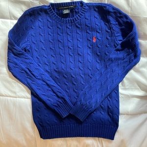 Ralph Lauren Sport Blue Crew-Neck Cable Knit Women's Sweater Size Medium